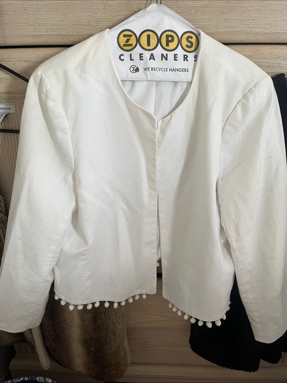 J. Crew White Women’s Blazer with Pom-Pom Hem